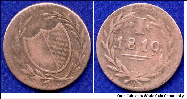 1 pfennig (token).
Free City Frankfurt.


Cu.