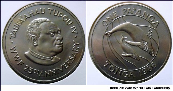 Tonga 1 paanga.
1986, 25th Anniversary of World Wildlife Fund.