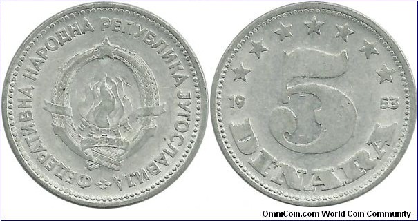 Yugoslavia 5 Dinara 1953