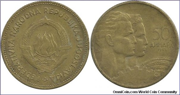 Yugoslavia 50  Dinara 1955