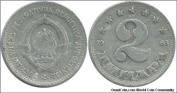 Yugoslavia 2 Dinara 1963