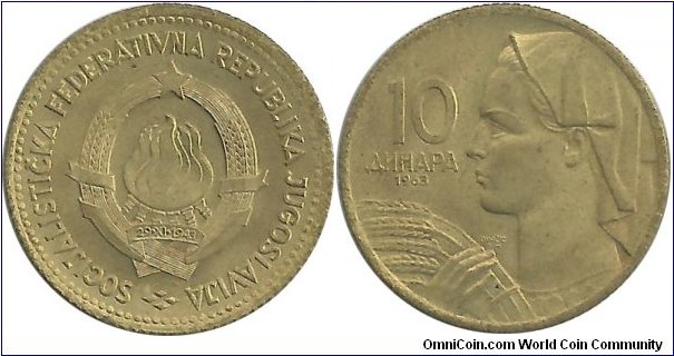 Yugoslavia 10 Dinara 1963