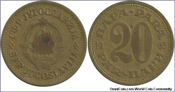 Yugoslavia 20 Para 1965