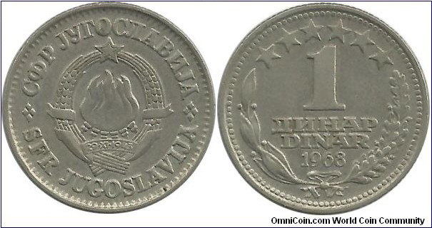 Yugoslavia 1 Dinar 1968