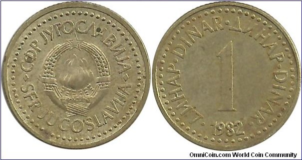 Yugoslavia 1 Dinar 1982