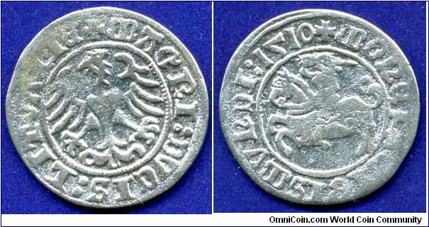 Half grosh.
Great Duchy of Lithuania.
Sigismund I (1505-1548), The Old, Jagellon.


Ag375f. 1,26gr.