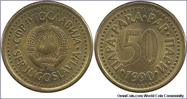 Yugoslavia 50 Para 1990