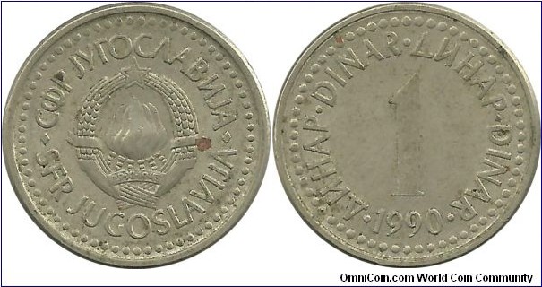 Yugoslavia 1 Dinar 1990