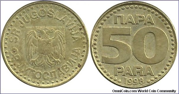 Yugoslavia 50 Para 1998