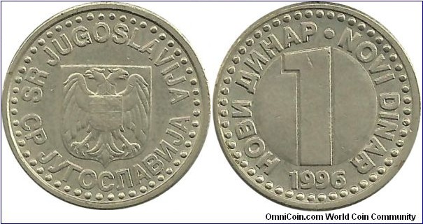 Yugoslavia 1 Novi Dinar 1996
