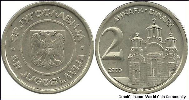 Yugoslavia 2 Dinara 2000
