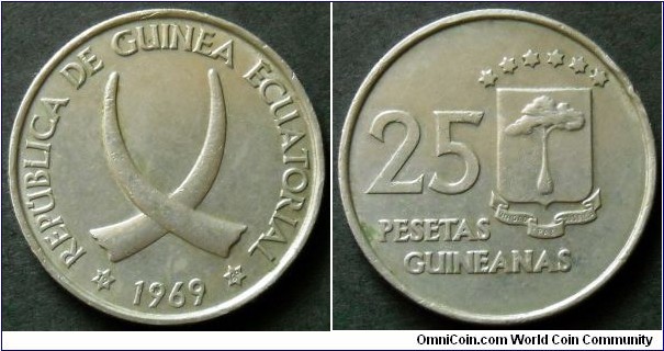 Equatorial Guinea 25 pesetas. 1969