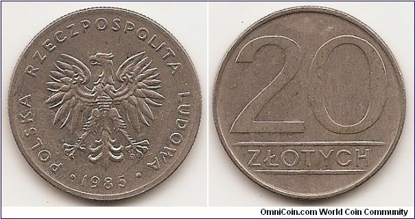 20 Zlotych
Y#153.1
8.7000 g., Copper-Nickel, 26.5 mm. Obv: Eagle with wings open Rev: Value Edge: Reeded