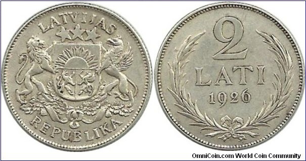 Latvija 2 Lati 1926