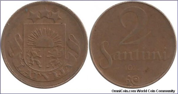 Latvija 2 Santimi 1922