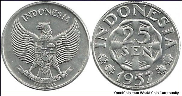 Indonesia 25 Sen 1957