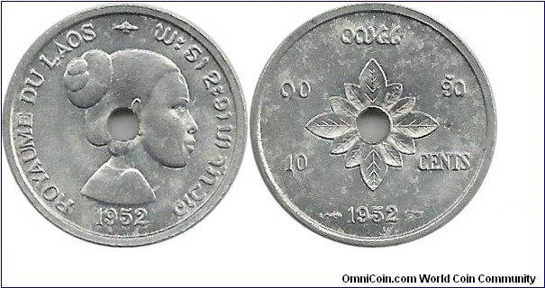 Laos 10 Cent 1952