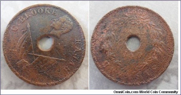 SARAWAK 1897 1 CENT COPPER. FEATURING KING C.BROOKE. A RARE PIECE OF MALAYAN & BRITISH COLONIAL HISTORY ENCASED IN COPPER. SARAWAK IS PART OF MALAYSIA. FOR SALE. PLEASE MAKE AN OFFER.