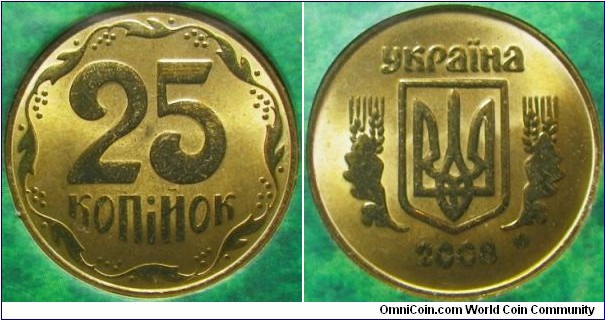 Ukraine 2008 25 kopek in mint set. Struck in special finish. 