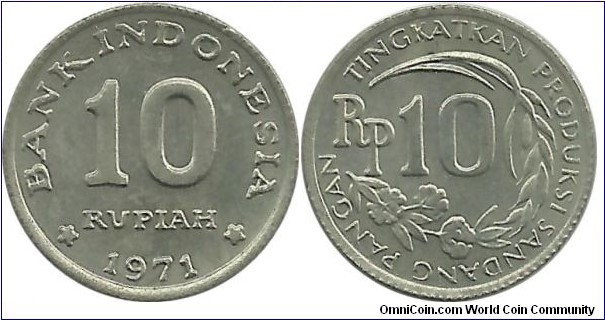 Indonesia 10 Rupiah 1971