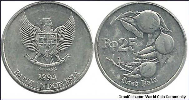 Indonesia 25 Rupiah 1994