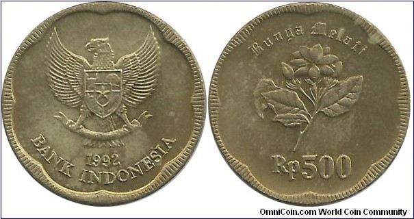 Indonesia 500 Rupiah 1992