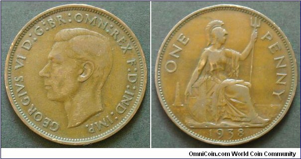 United Kingdom 1 penny. 1938, George VI