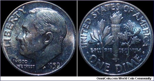 USA 10 Cents 1959 - Toned
