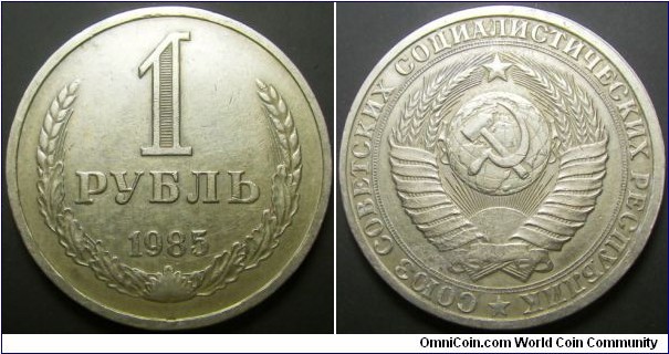 Russia 1985 1 ruble. A slightly tougher coin to find. Cleaned.