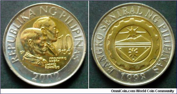 Philippines 10 piso.
2002, Bimetal