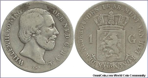 Nederland 1 Gulden 1858