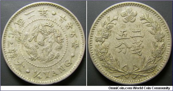 Korea 1898 1/4 yang. Weight: 4.06g. Severely underweight, contempory counterfeit? Nice condition however... 
