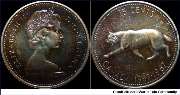 Canada 25 Cents 1967 - Proof-Like - Toned