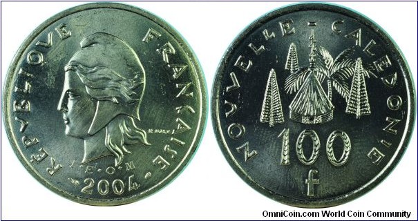 NewCaledonia(French)100Francs-km15-2004