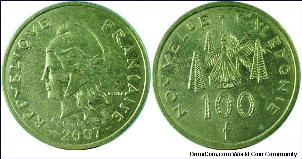 NewCaledonia(French)100Francs-km15a-2007