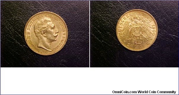 A nice 20-Reich Mark with the image of Kaiser Wilhelm II on the obverse and the classic German eagle on the reverse.