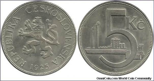Ceskoslovenska 5 C Korun 1925