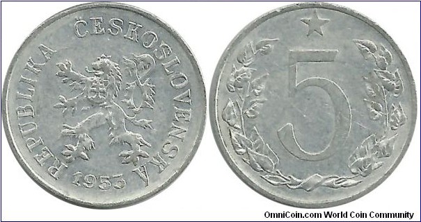 Czechoslovakia 5 Haleru 1953