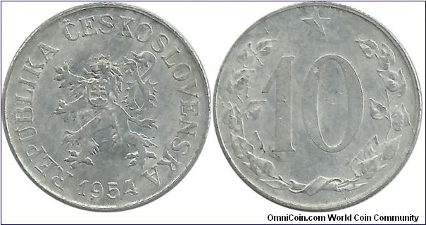 Czechoslovakia 10 Haleru 1954