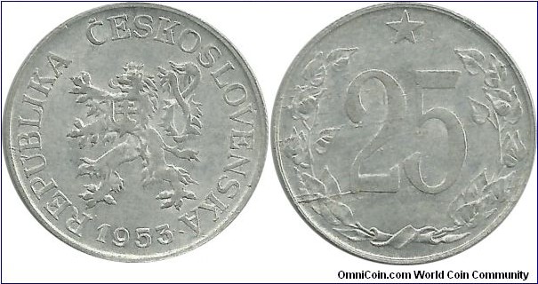 Czechoslovakia 25 Haleru 1953