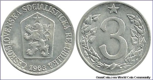 Czechoslovakia 3 Haleru 1963