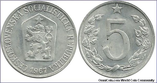 Czechoslovakia 5 Haleru 1967