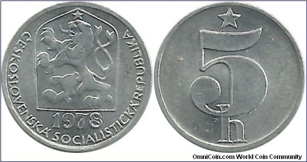 Czechoslovakia 5 Haleru 1978