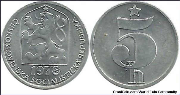 Czechoslovakia 5 Haleru 1978