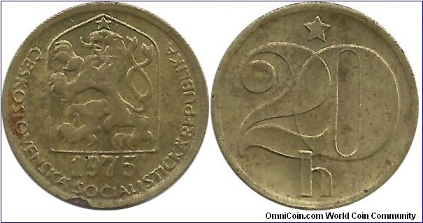 Czechoslovakia 20 Haleru 1975