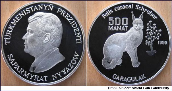 500 Manat - Caracal - 28.28 g Ag .925 Proof - mintage 5,000 (rare!)