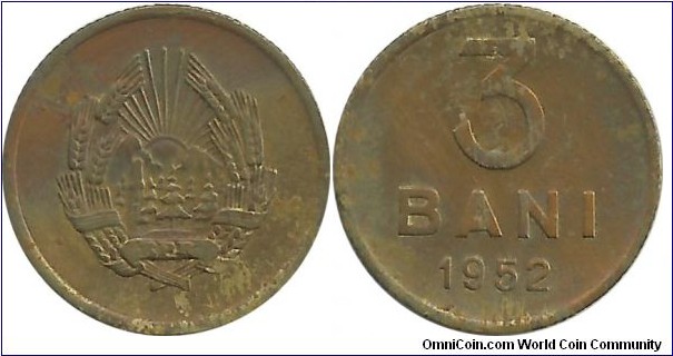 RomaniaPR 3 Bani 1952