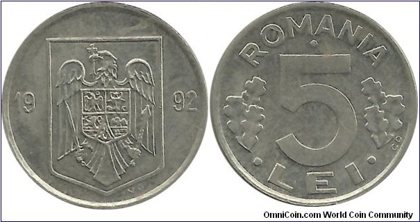 Romania 5 Lei 1992