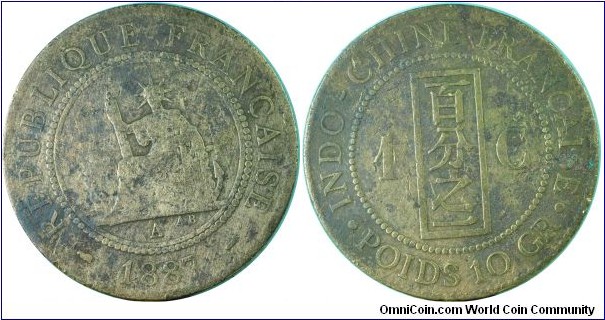 FrenchIndochine1Cent-km1-1887