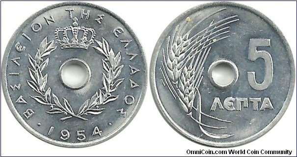GreeceKingdom 5 Lepta 1954